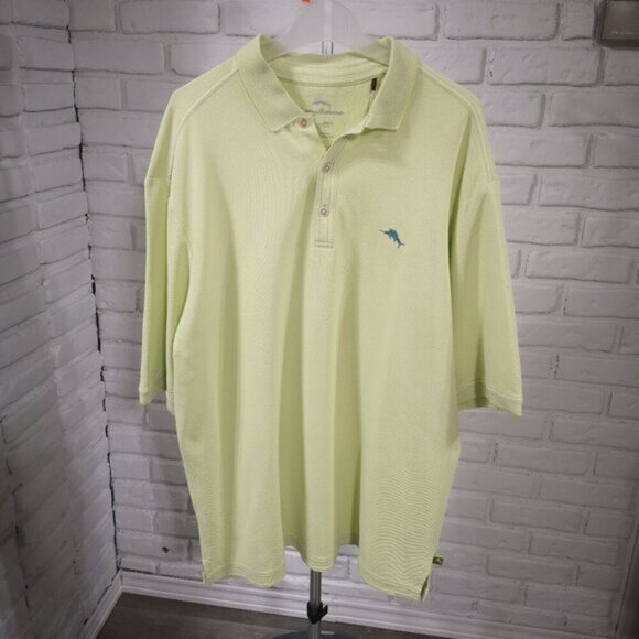 Tommy Bahama Mens Size Large Tall Lime Green Straight Fit Sailfish Logo Polo - Picture 1 of 7